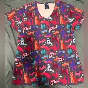 Colorful Animal Print Scrub Top